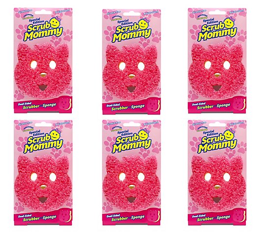 Scrub Mommy Set of (6) Dual-Sided Kitty Sponges by Scrub Daddy