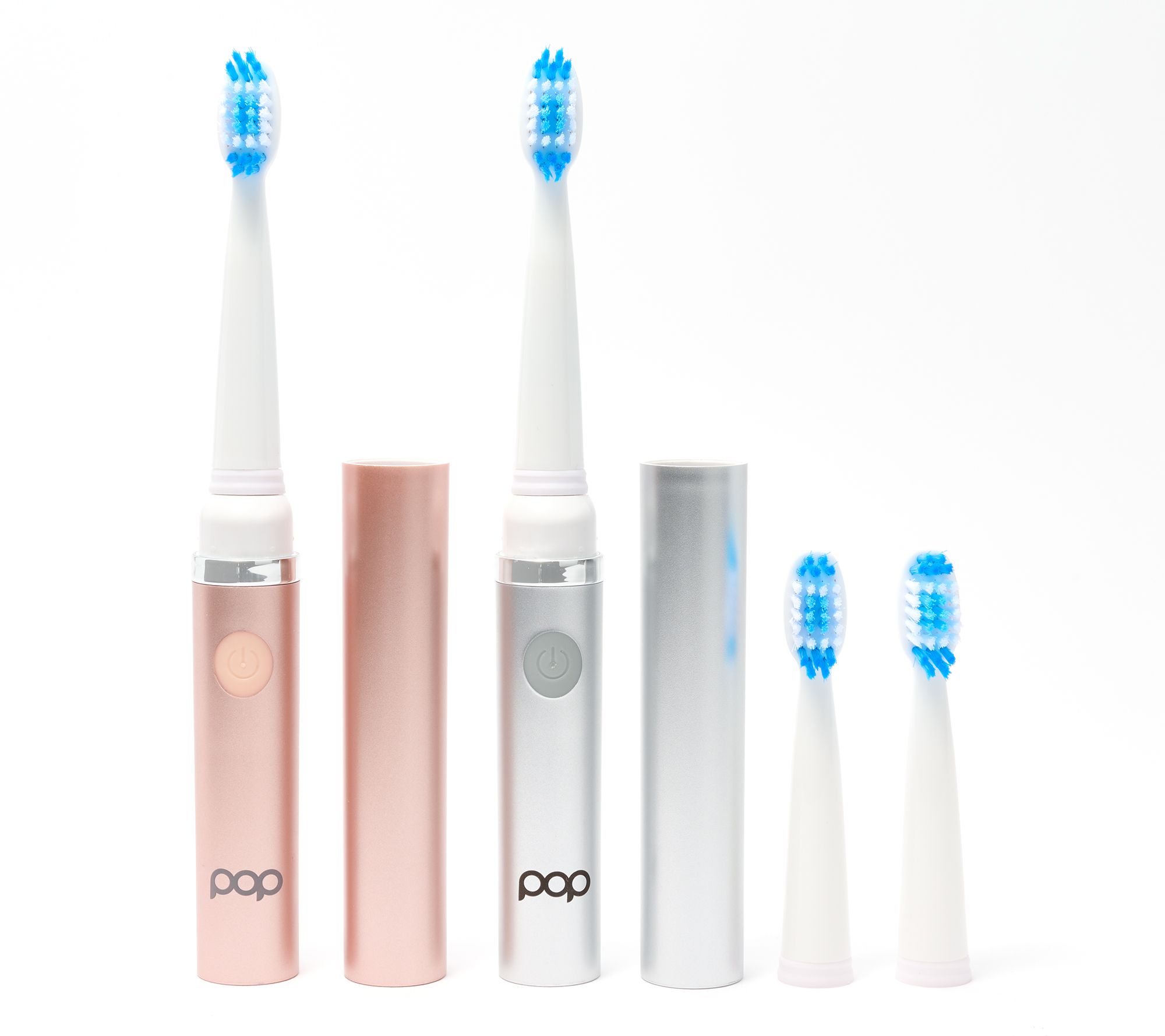 Pop Sonic Set of 2 GoSonic Toothbrushes with 4 Brush Heads