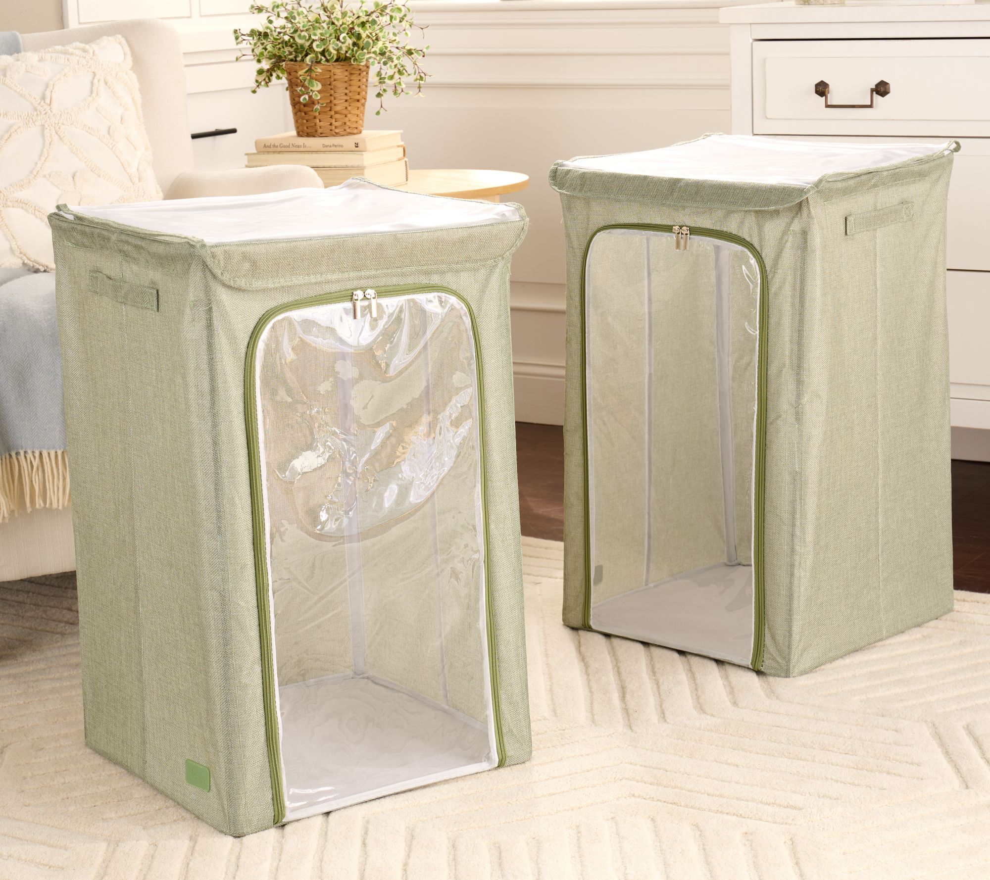 "As Is" Periea Set of 2 Laundry Hampers with Zip Front Window