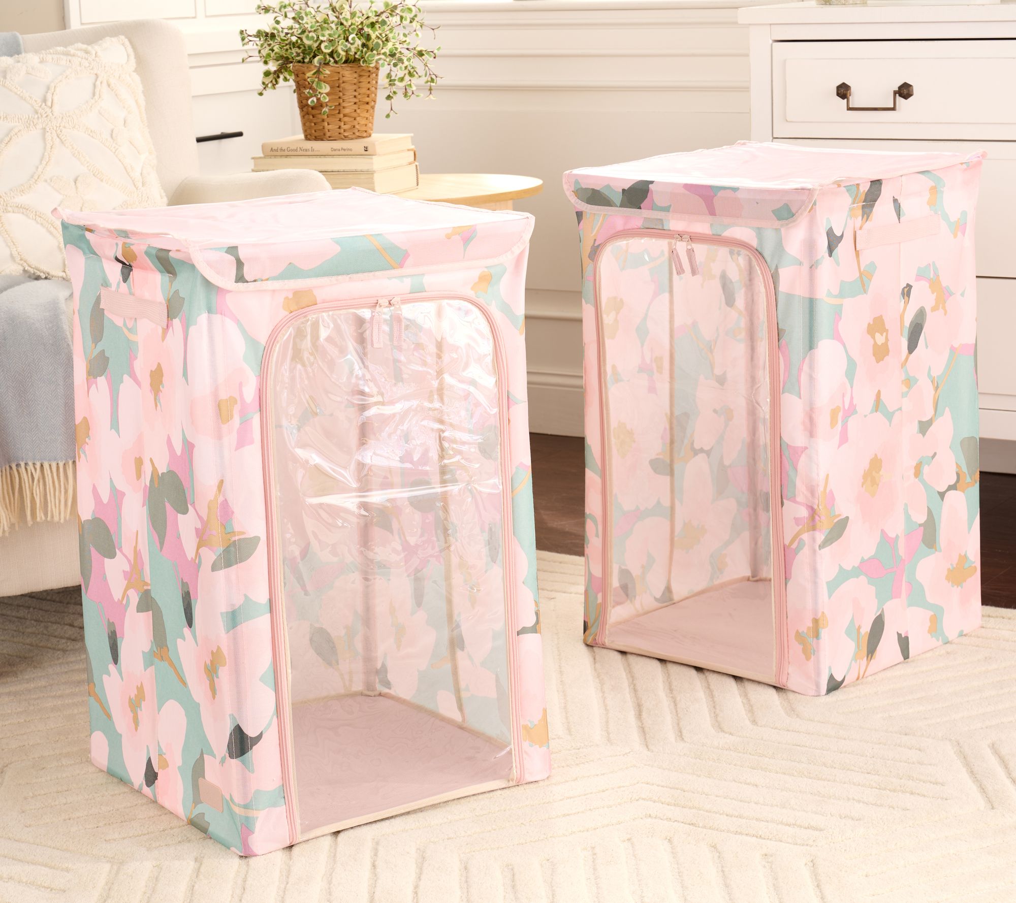 "As Is" Periea Set of 2 Laundry Hampers with Zip Front Window