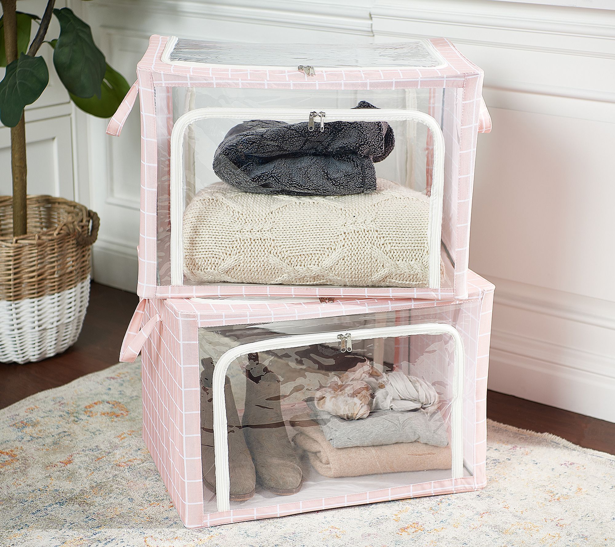 Tidy & Co. Set of 2 Large Clear Collapsible Storage Boxes - QVC.com