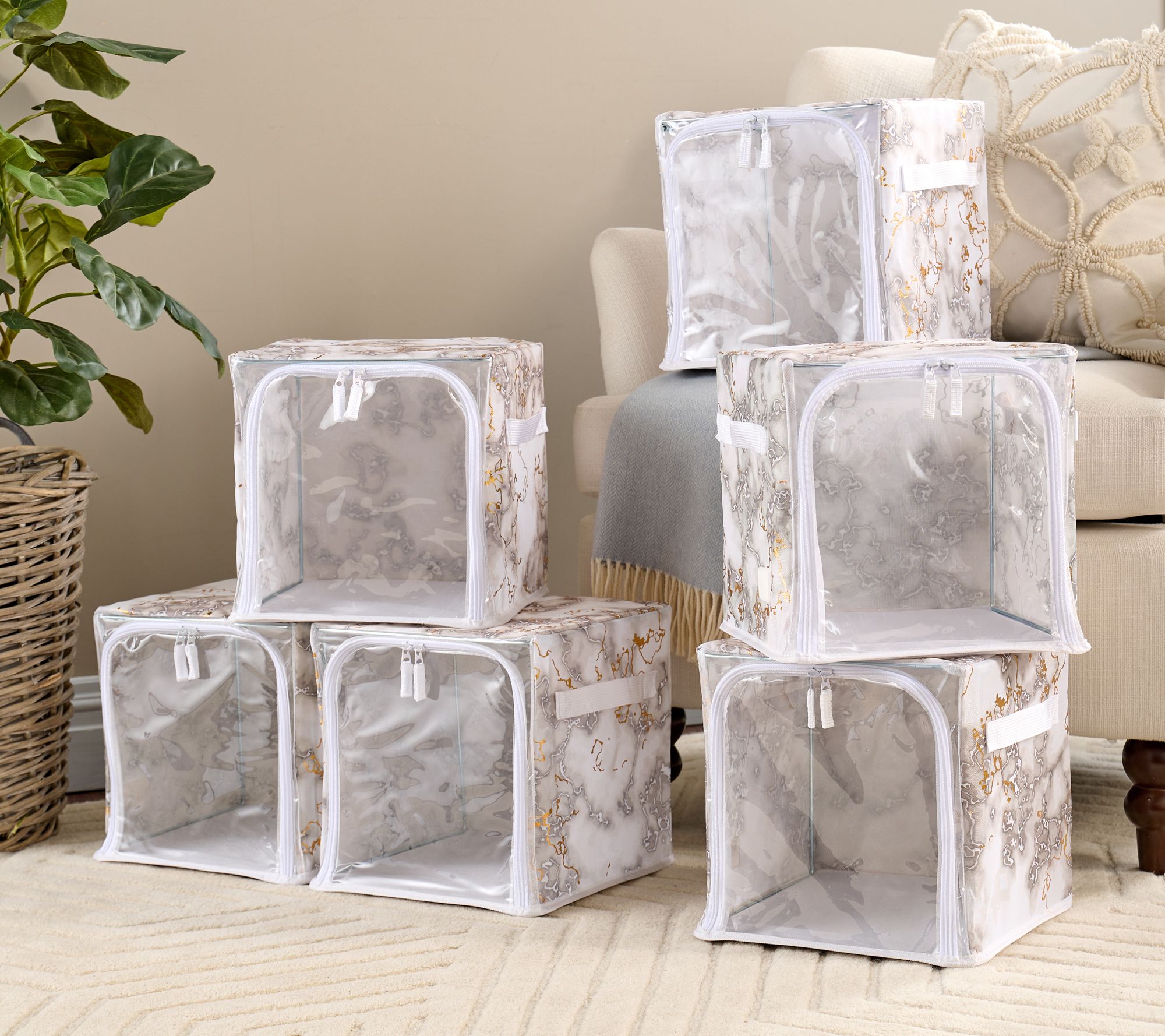 "As Is" Periea Set of 6 Collapsible 10.5" Storage Cubes