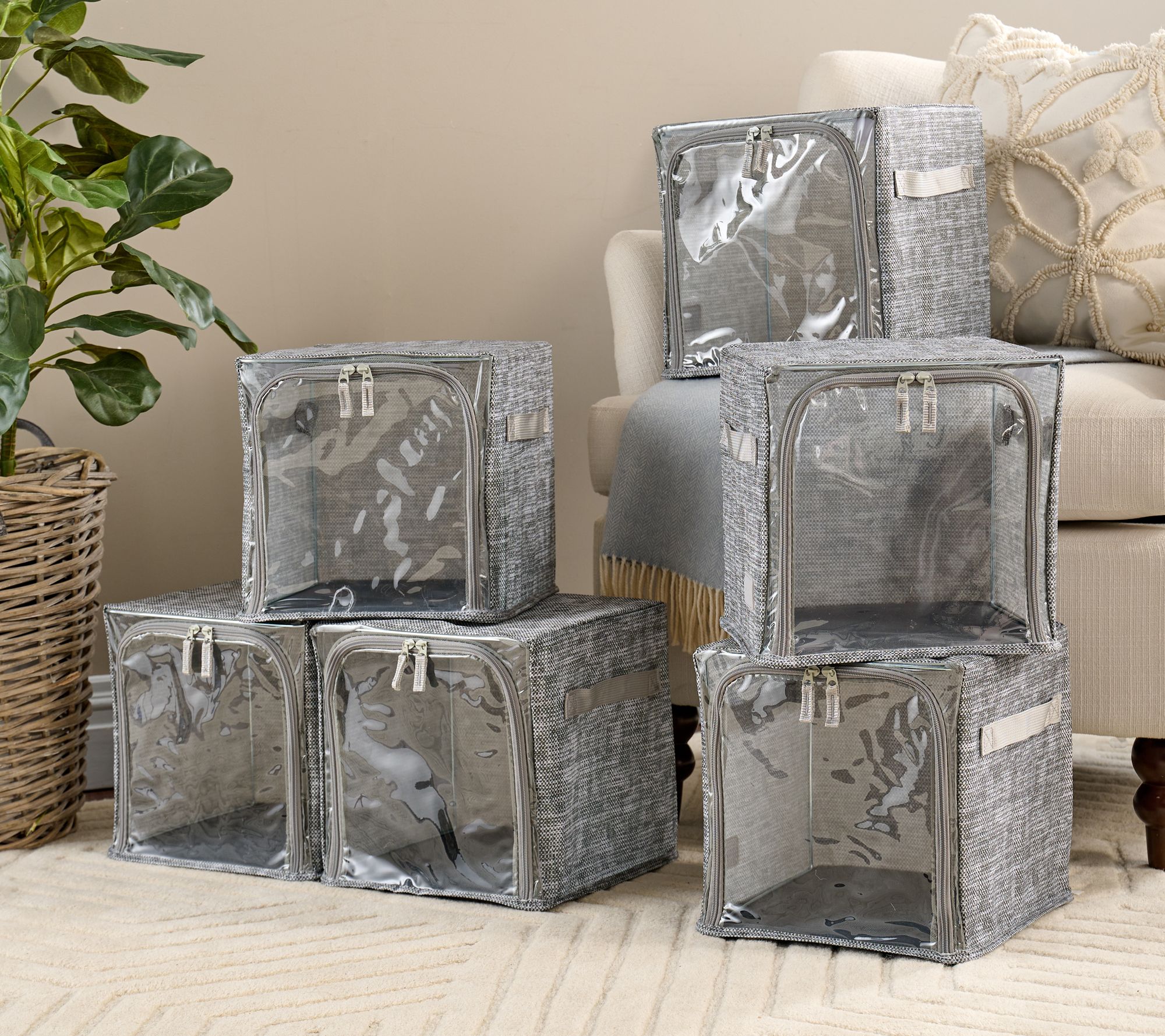 "As Is" Periea Set of 6 Collapsible 10.5" Storage Cubes