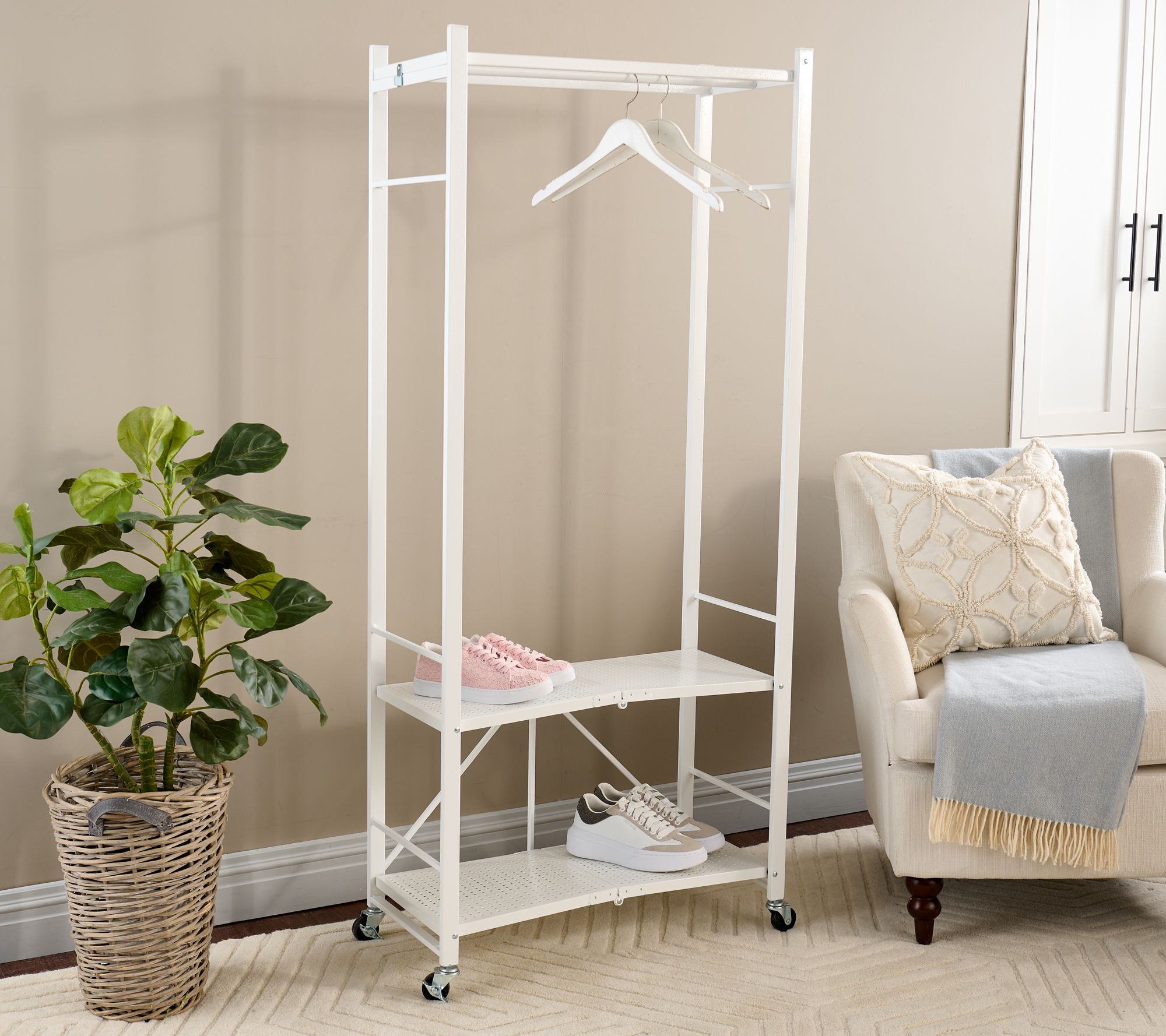"As Is" Pop-It Collapsible Hanging Rack with Shleves