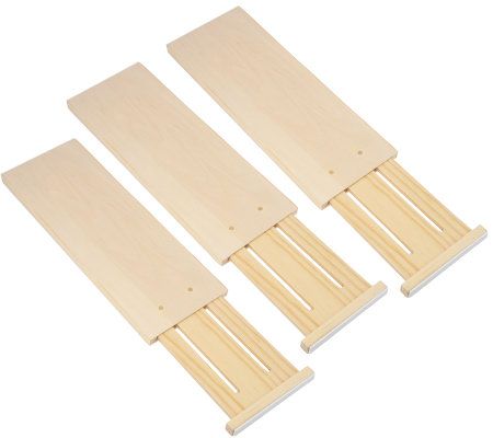 Set Of 3 Wooden Expandable Dresser Drawer Dividers Qvc Com