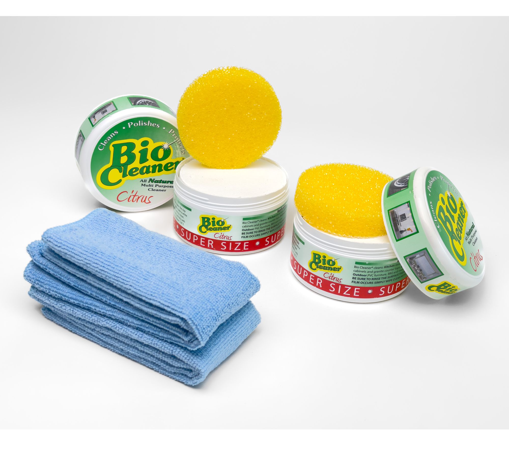 Bio Cleaner Set of (2) 17.5oz Cleaning Clays w/ Towels and Sponges