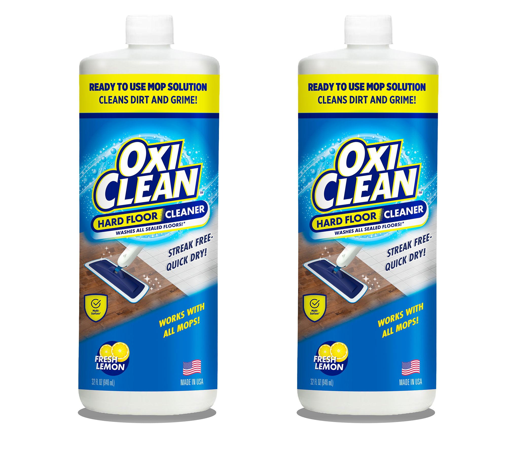 OxiClean Set of 2 Fresh Lemon Mop Solution & Floor Cleaner