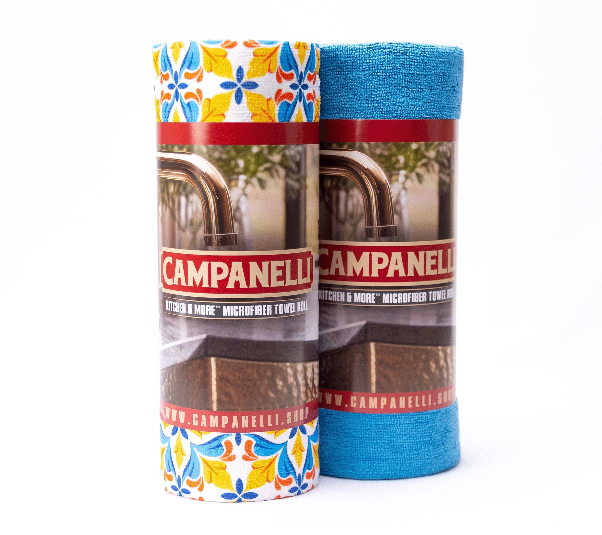 CAMPANELLI S/2 30 pc Printed & Solid Microfiber Towels on Roll