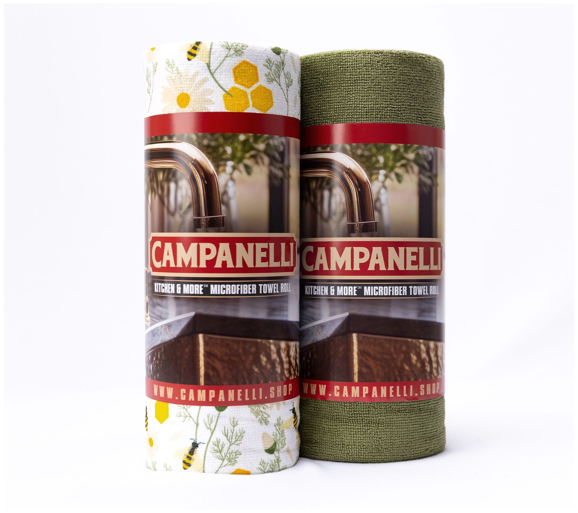 CAMPANELLI S/2 30 pc Printed & Solid Microfiber Towels on Roll