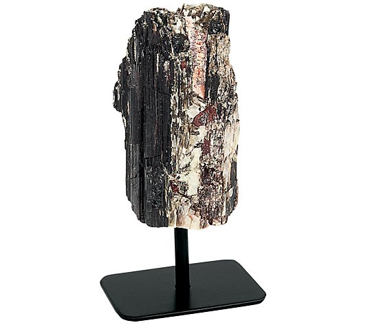 Black Tourmaline Relaxation Stone on Metal Stand