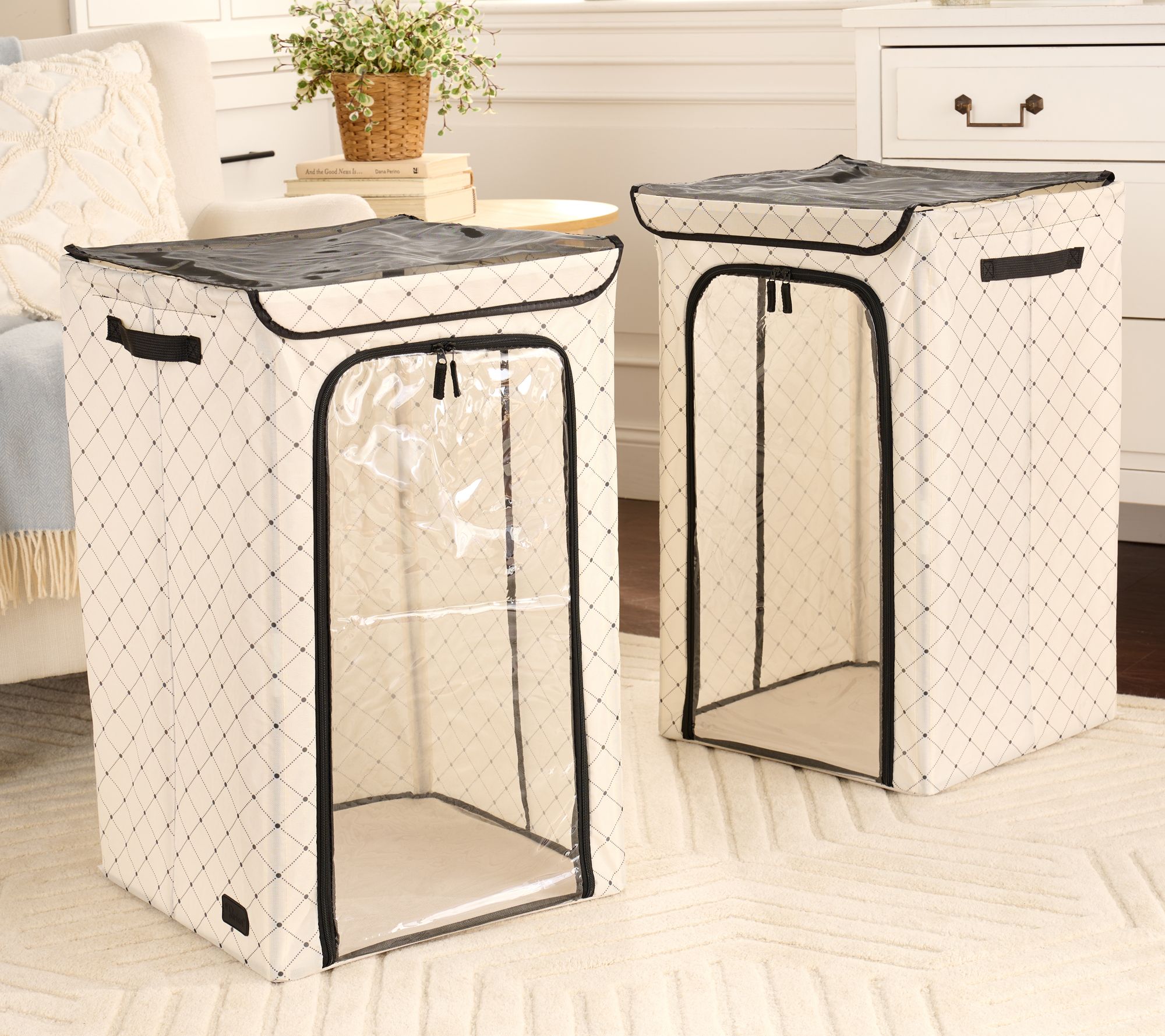 Periea Set of 2 Laundry Hampers with Zip Front Window