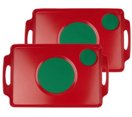 Set of 2 Lappers Dining Lap Trays with Silicone Mats 