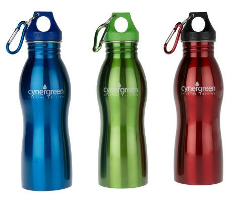 CynerGreen Set of 3 20 oz. Stainless Steel Water Canteens - QVC.com