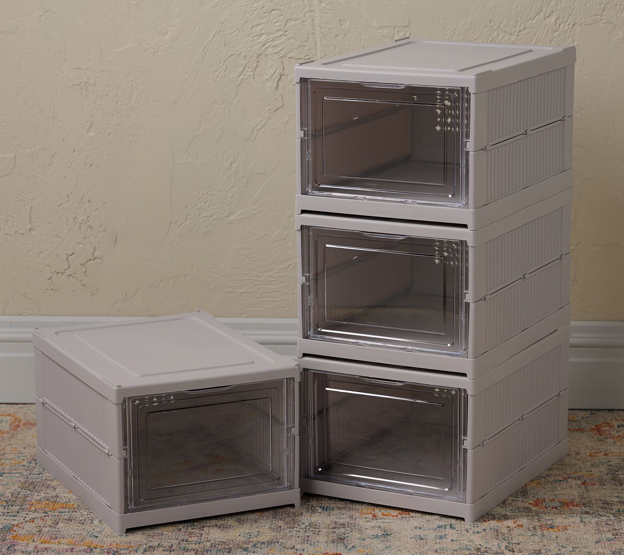 P.S. Home Set of 4 Collapsible Stackable Storage Boxes