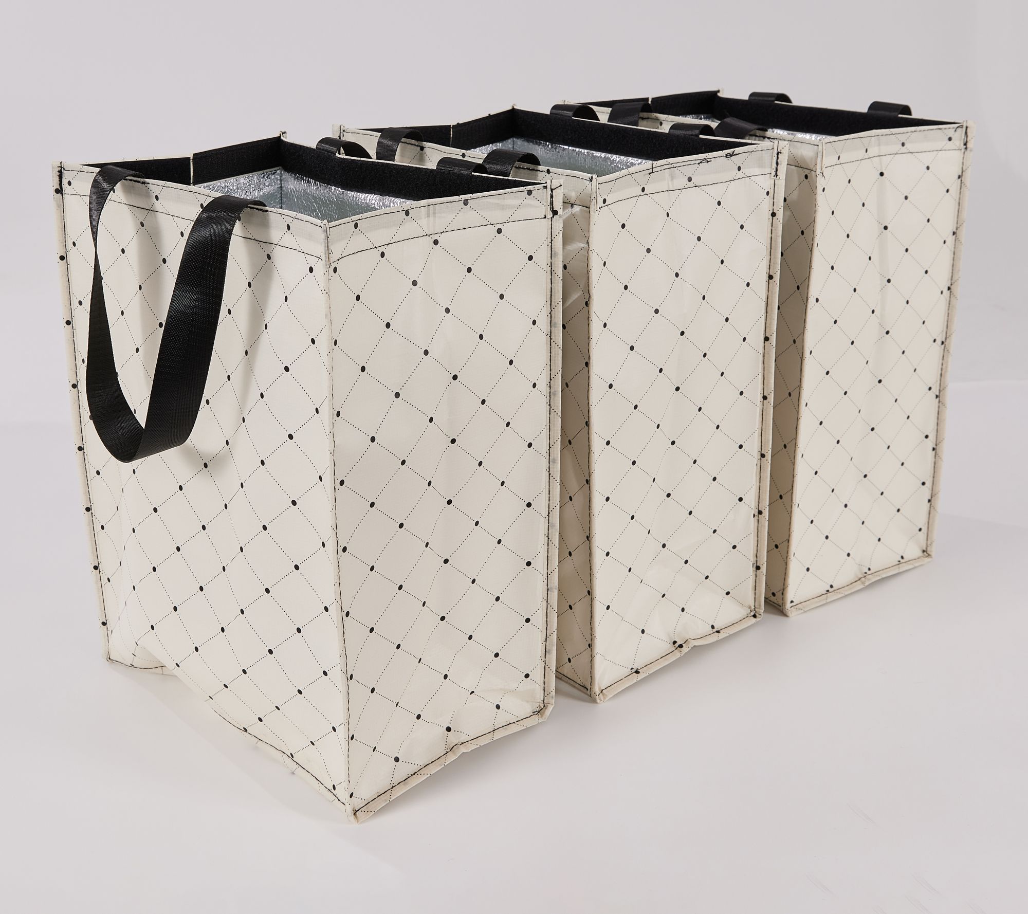 Periea Set of 3 Insulated Shopper Totes W/ Hook & Loop Closure