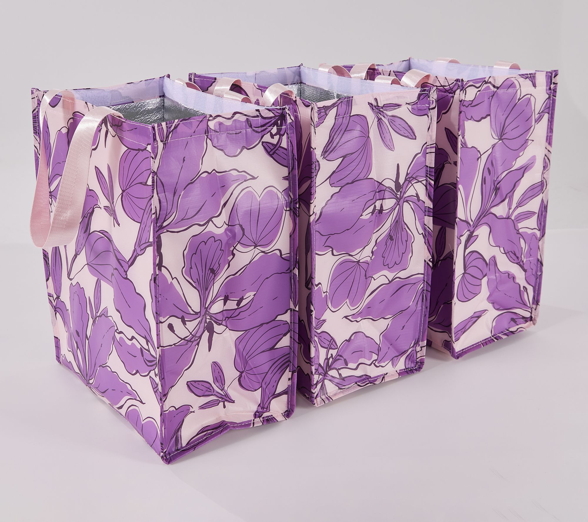 Periea Set of 3 Insulated Shopper Totes W/ Hook & Loop Closure